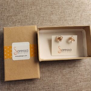 Herkimer Diamond And Rose Gold Studs